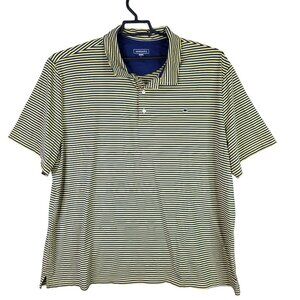Mens Crown & Ivy Yellow & Navy Striped Polo Shirt Big & Tall Short Sleeve 2X